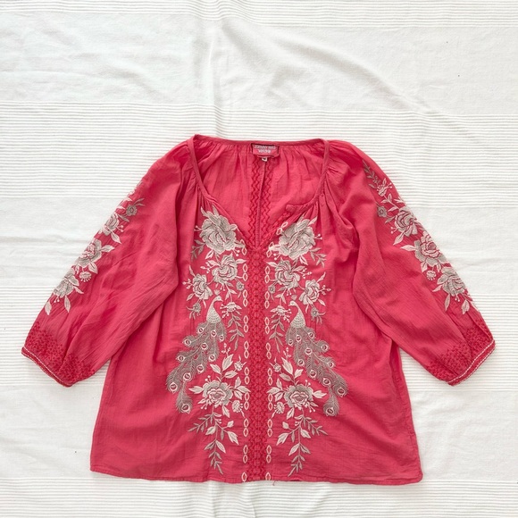 Johnny Was Workshop Boho Floral Embroidered Blouse - Picture 3 of 9